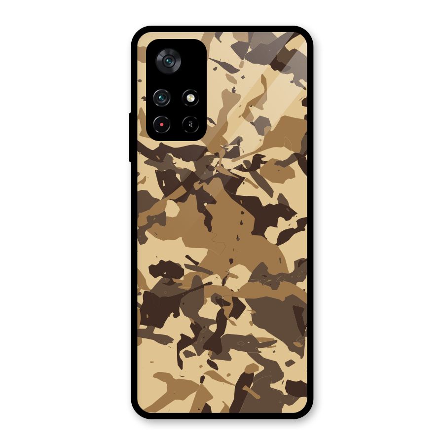 Brown Camouflage Army Glass Back Case for Poco M4 Pro 5G