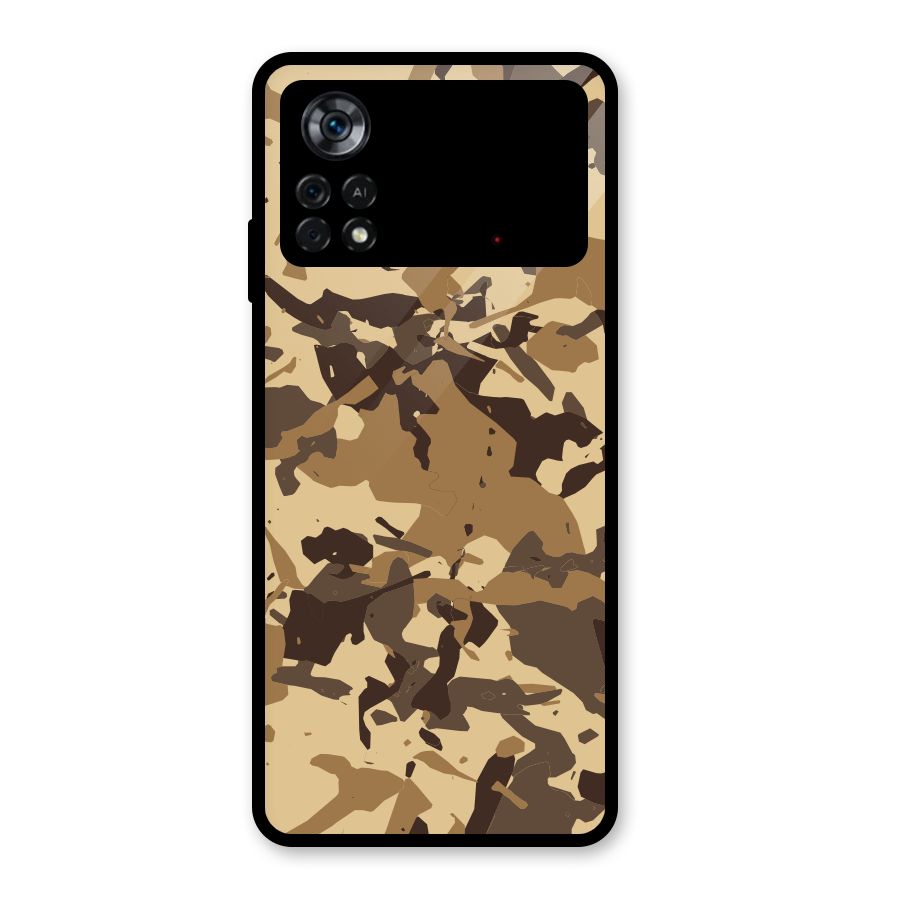 Brown Camouflage Army Glass Back Case for Poco X4 Pro 5G