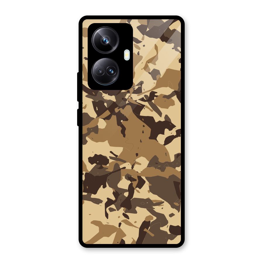 Brown Camouflage Army Glass Back Case for Realme 10 Pro Plus