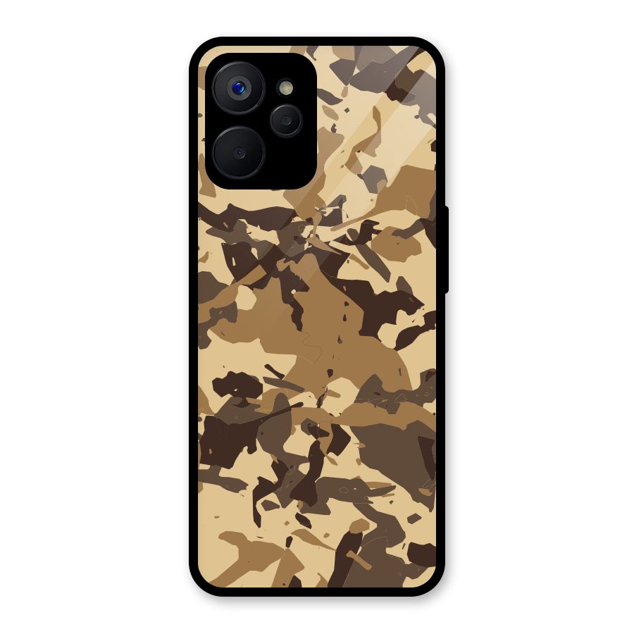 Brown Camouflage Army Glass Back Case for Realme 9i 5G