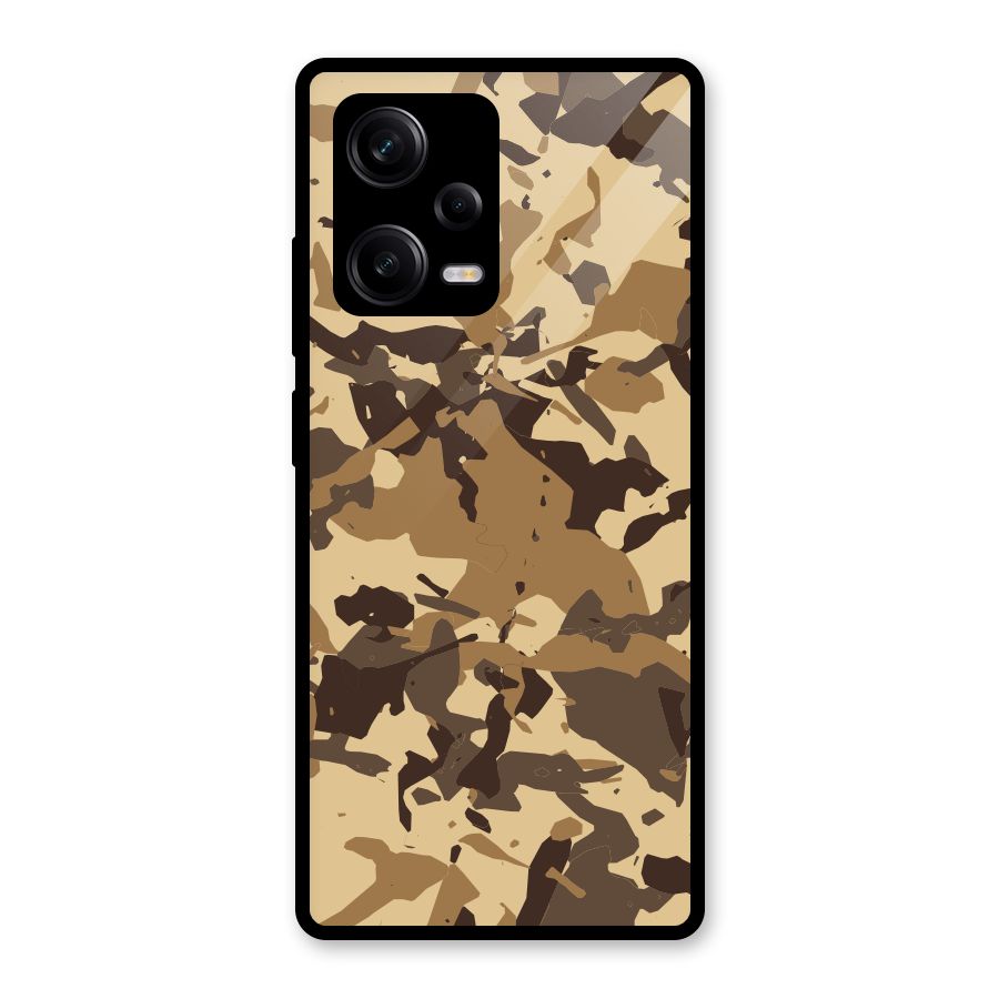 Brown Camouflage Army Glass Back Case for Redmi Note 12 Pro