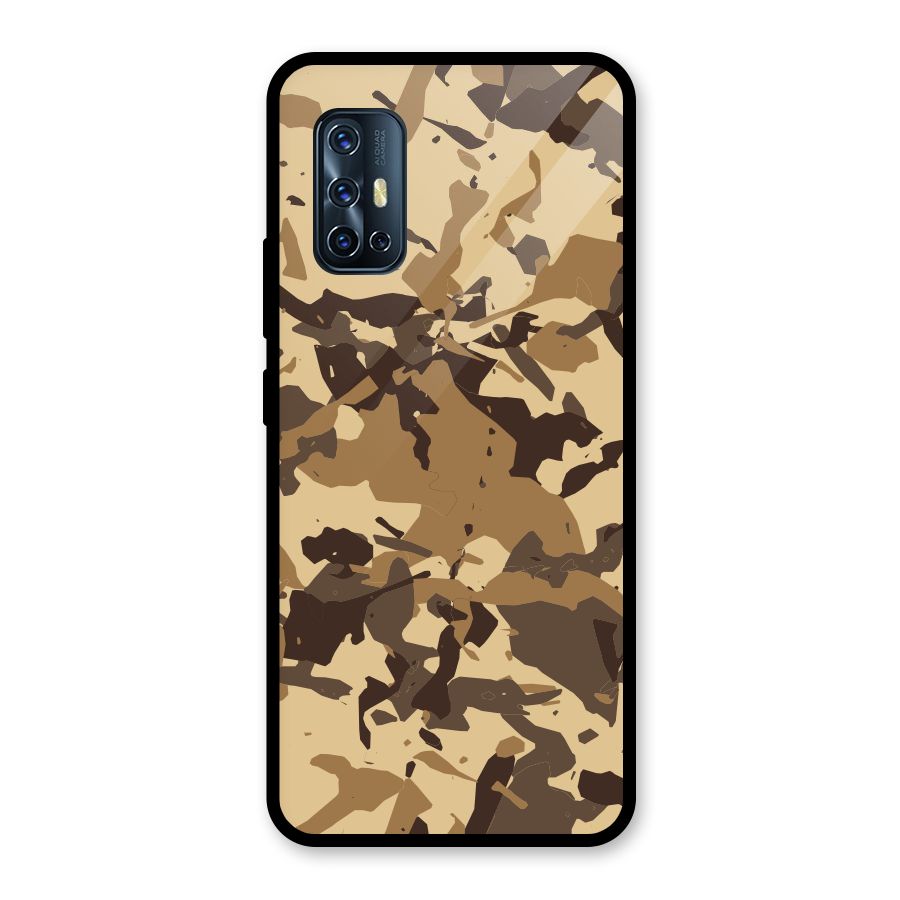 Brown Camouflage Army Glass Back Case for Vivo V17