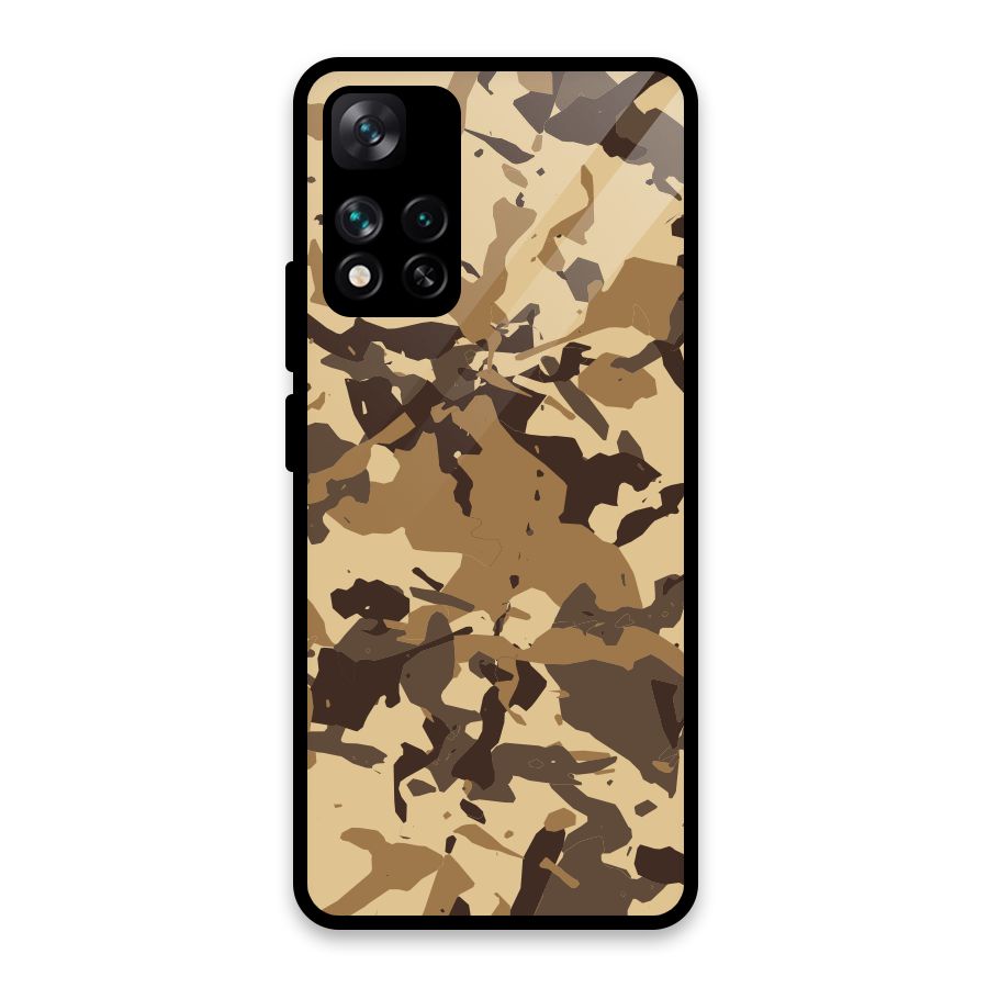 Brown Camouflage Army Glass Back Case for Xiaomi 11i HyperCharge 5G