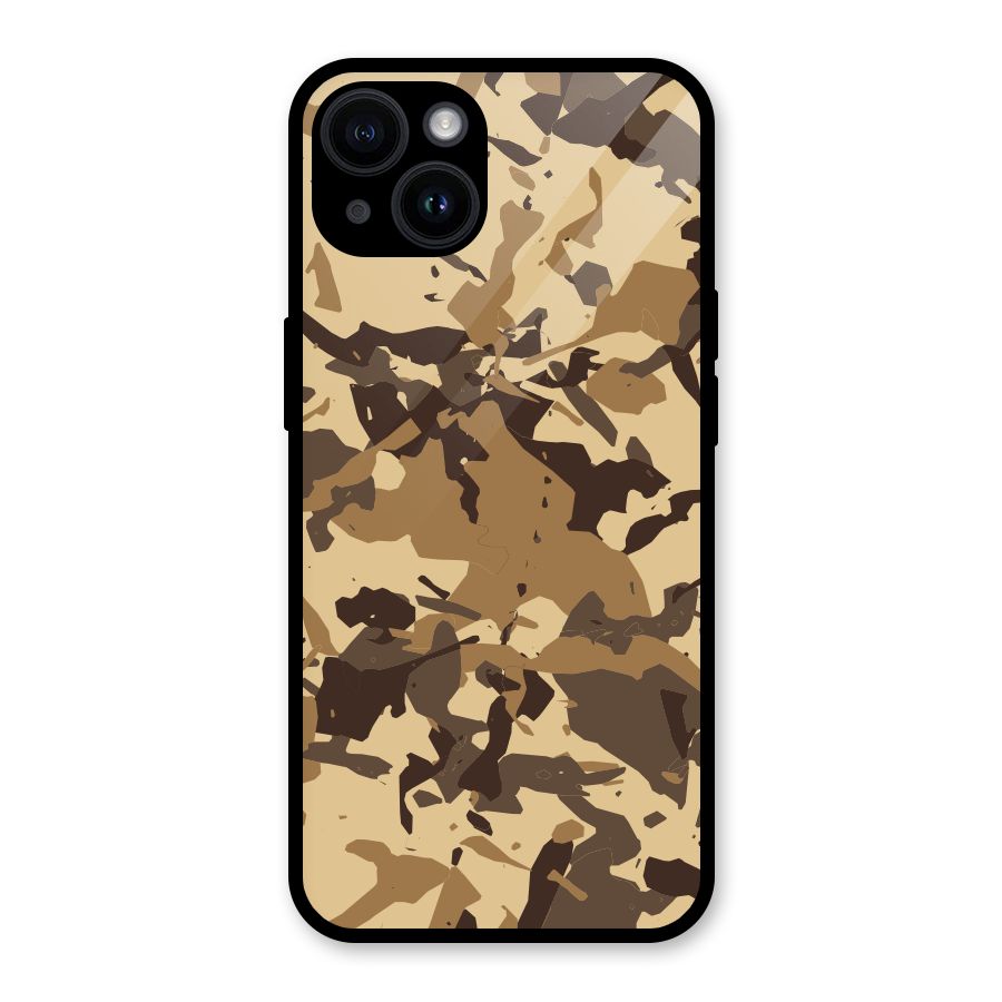Brown Camouflage Army Glass Back Case for iPhone 14