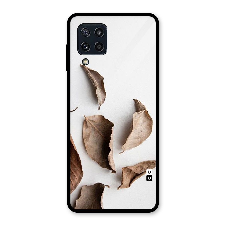 Brown Dusty Leaves Glass Back Case for Galaxy M32