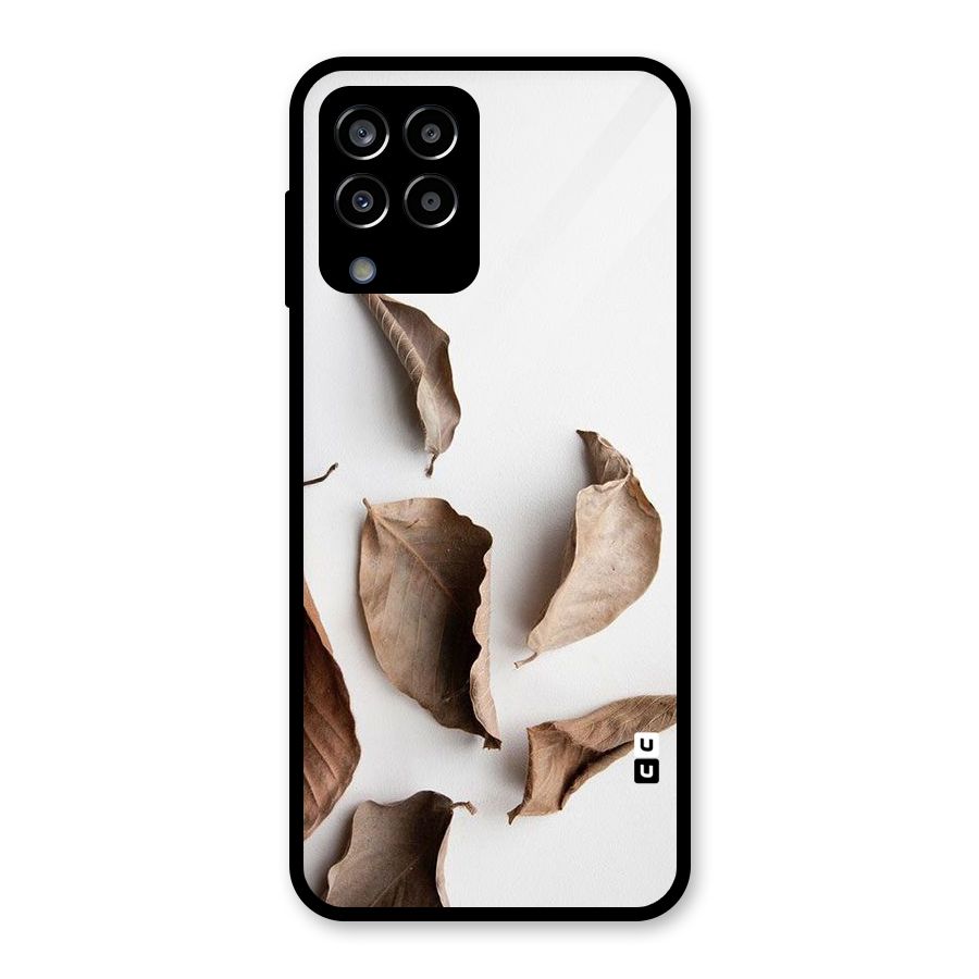 Brown Dusty Leaves Glass Back Case for Galaxy M33