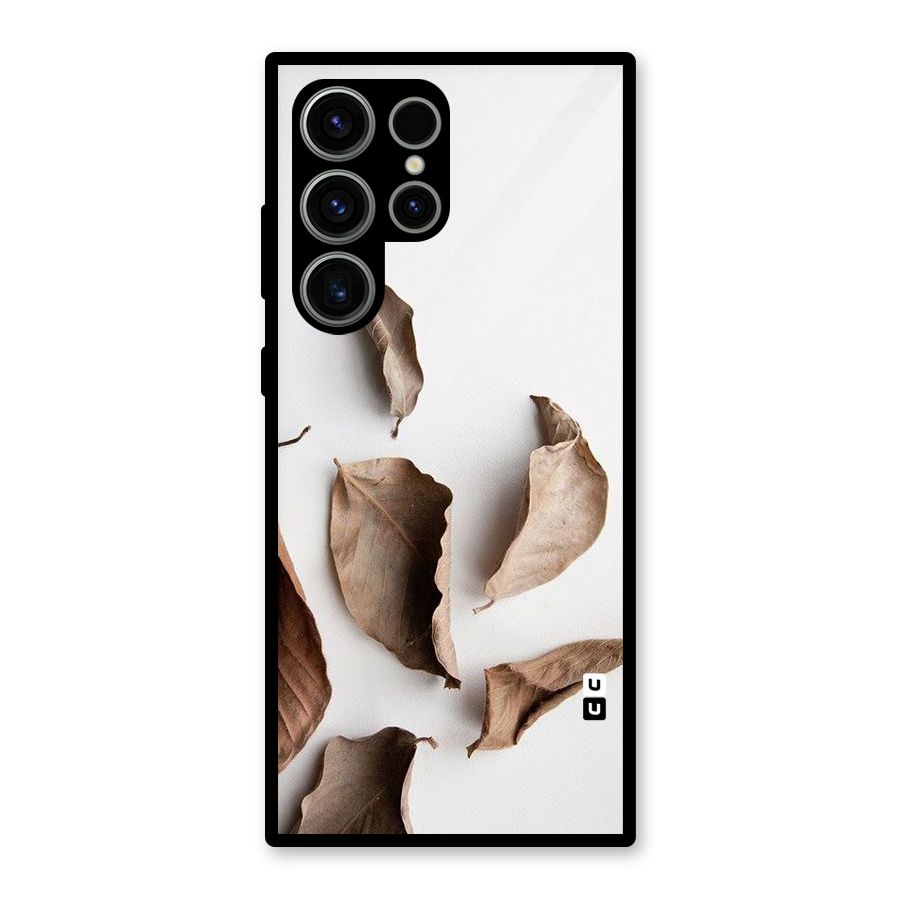 Brown Dusty Leaves Glass Back Case for Galaxy S23 Ultra
