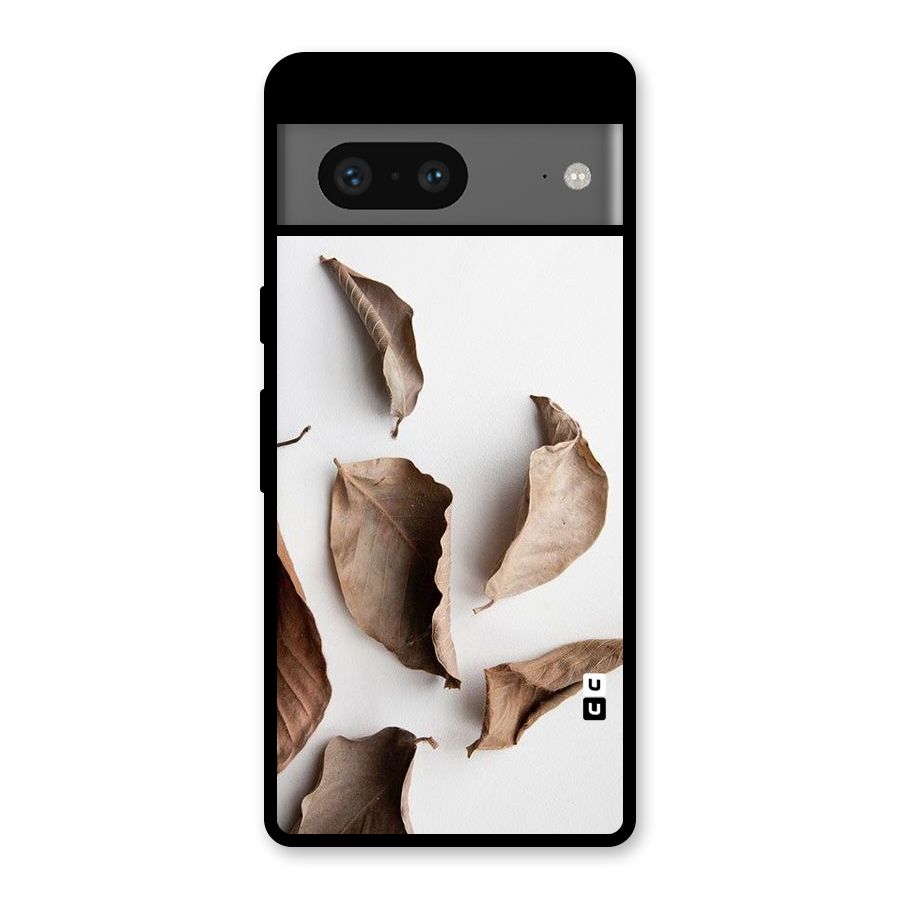 Brown Dusty Leaves Glass Back Case for Google Pixel 7