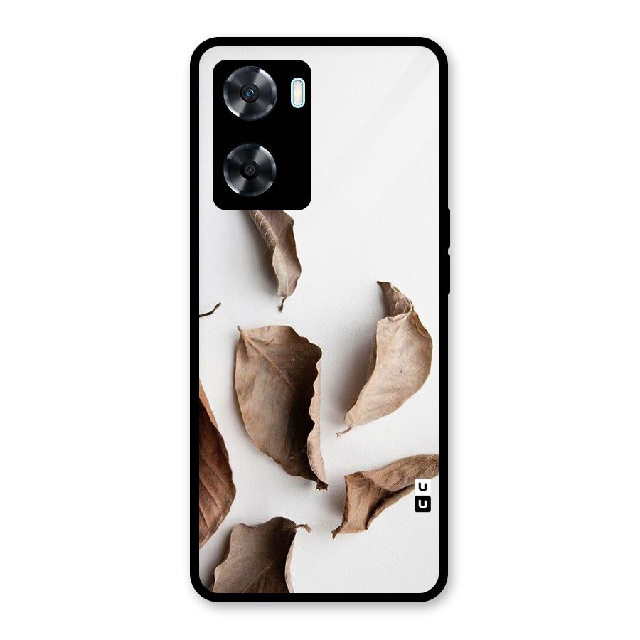 Brown Dusty Leaves Glass Back Case for Oppo A77