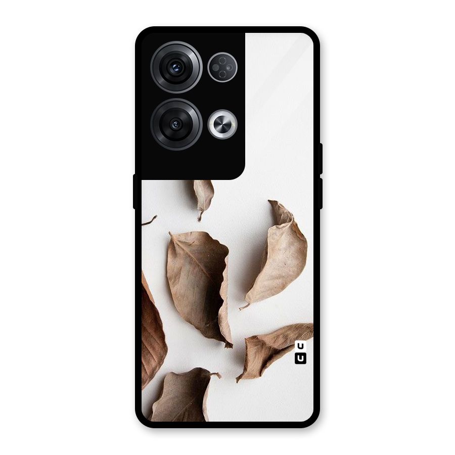 Brown Dusty Leaves Glass Back Case for Oppo Reno8 Pro 5G