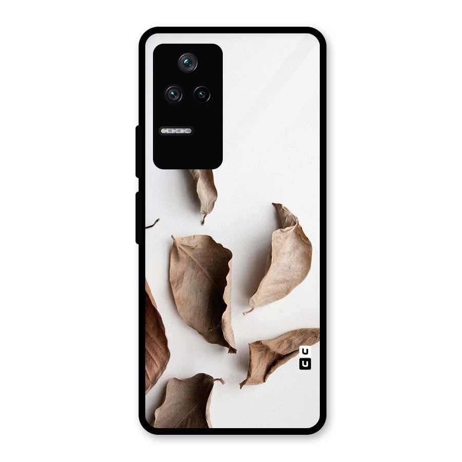 Brown Dusty Leaves Glass Back Case for Poco F4 5G
