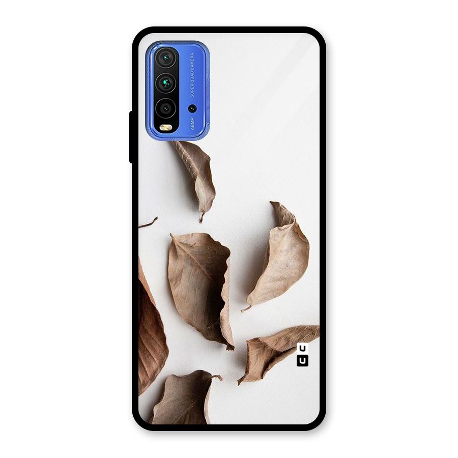 Brown Dusty Leaves Glass Back Case for Redmi 9 Power