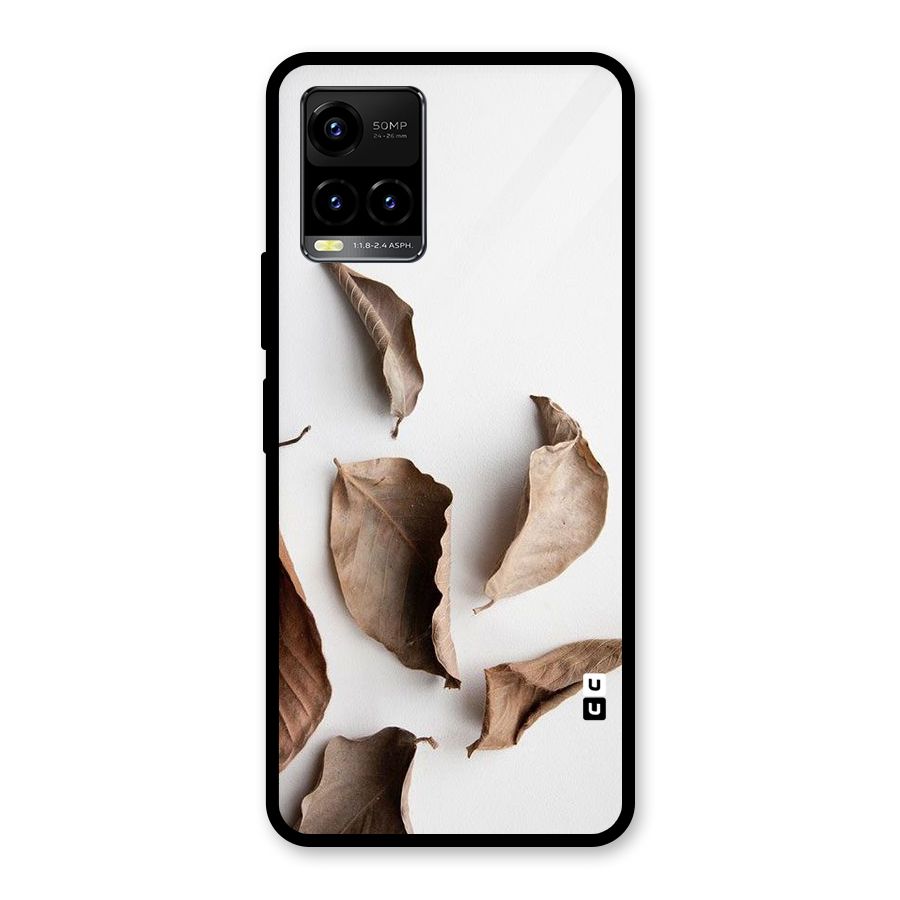Brown Dusty Leaves Glass Back Case for Vivo Y21T