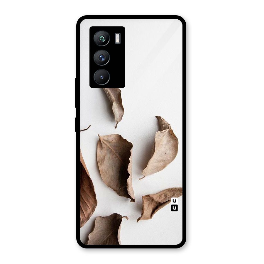 Brown Dusty Leaves Glass Back Case for Vivo iQOO 9 SE