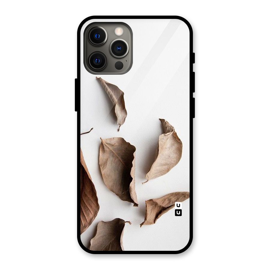 Brown Dusty Leaves Glass Back Case for iPhone 12 Pro Max