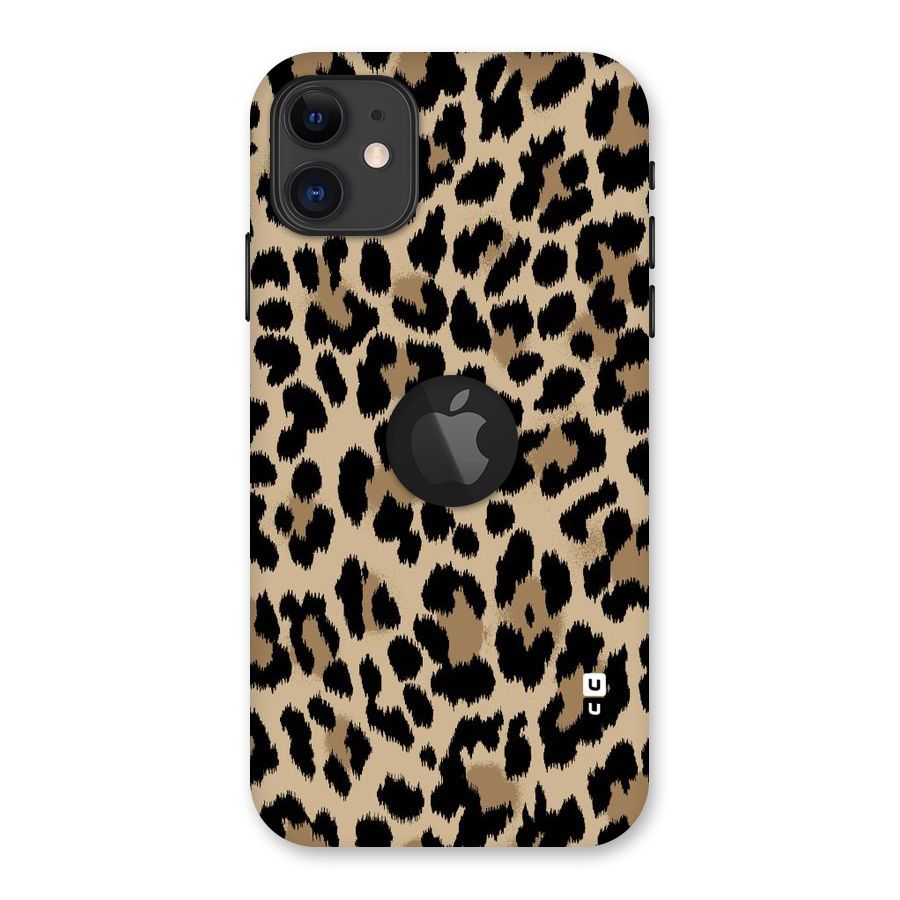 Brown Leapord Print Back Case for iPhone 11 Logo Cut