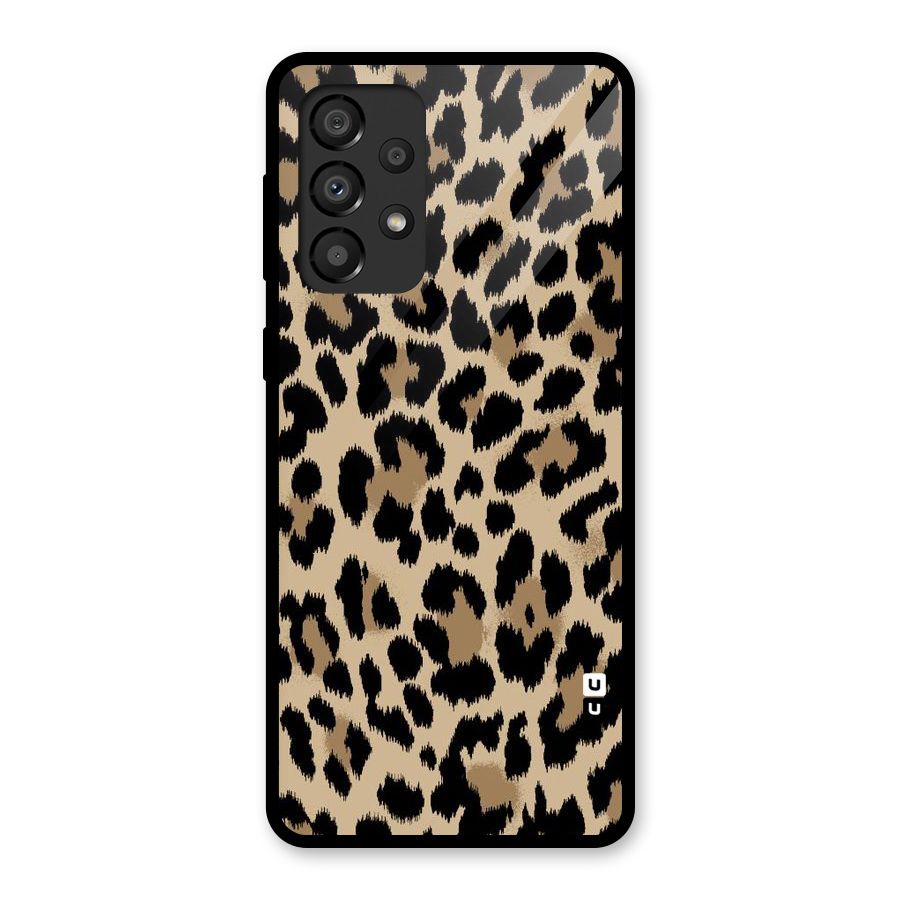 Brown Leapord Print Glass Back Case for Galaxy A33 5G
