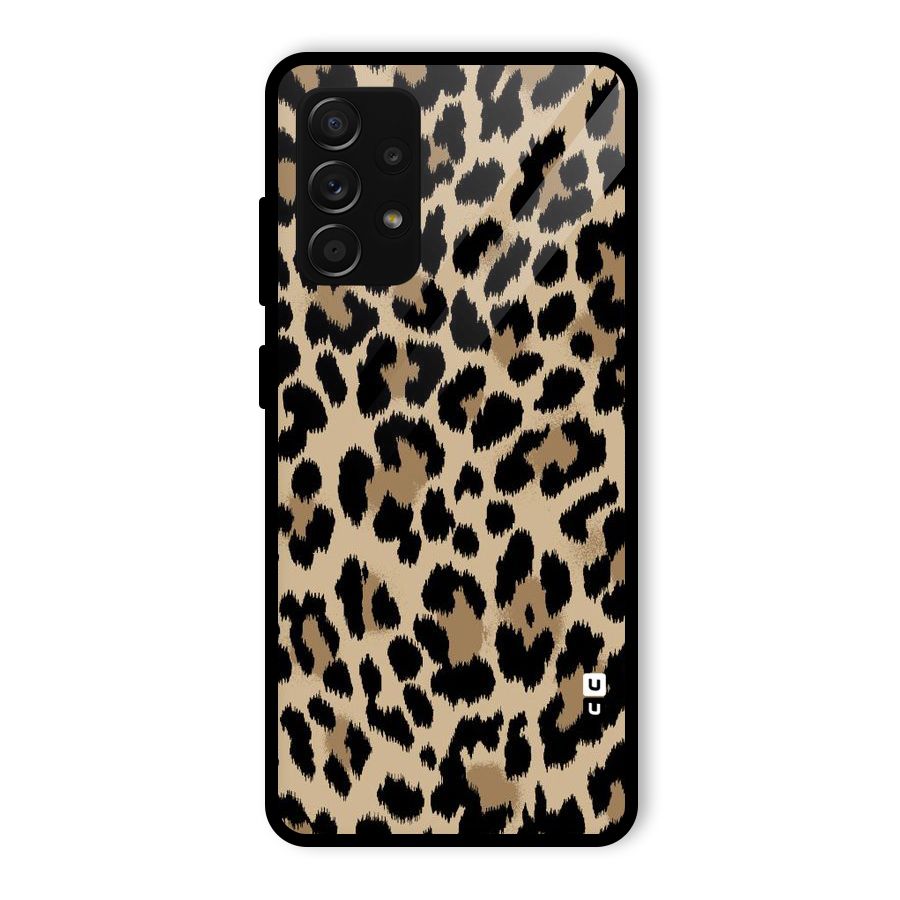 Brown Leapord Print Glass Back Case for Galaxy A53 5G