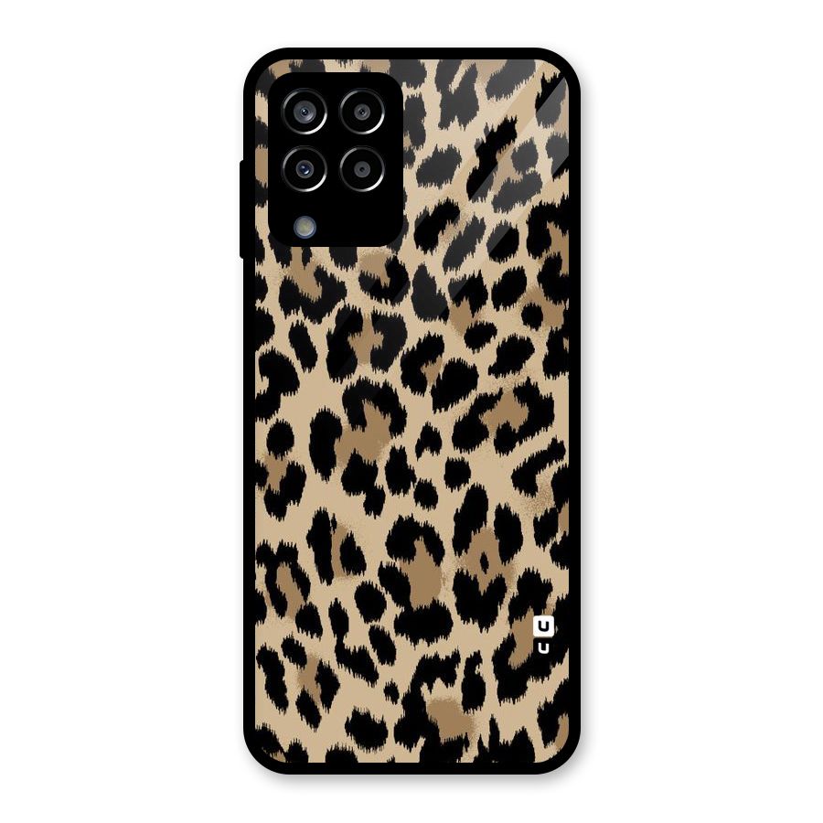 Brown Leapord Print Glass Back Case for Galaxy M33