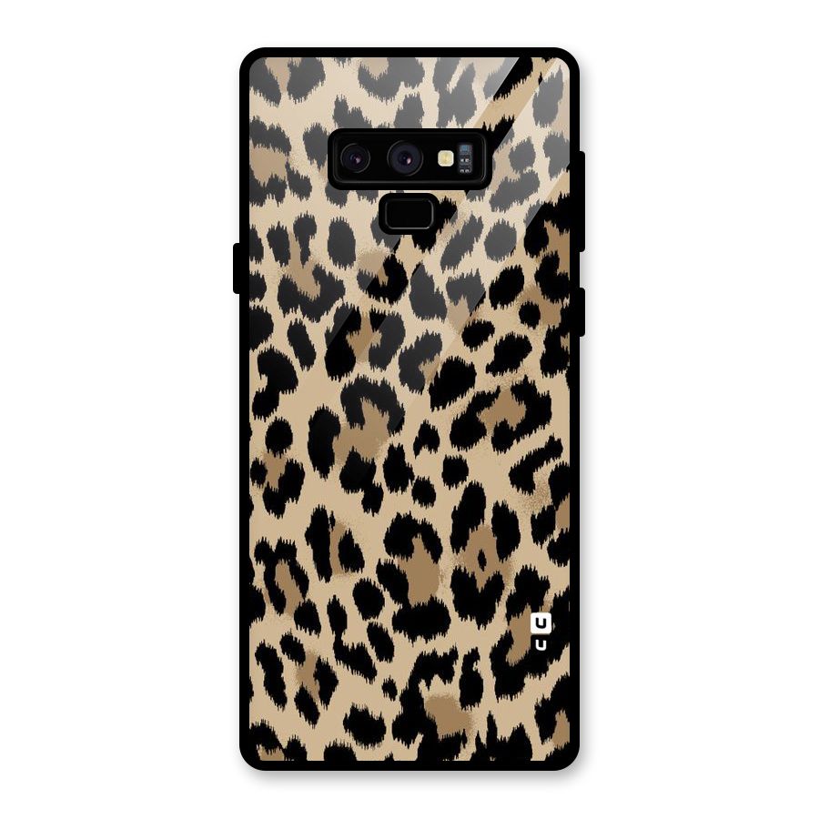 Brown Leapord Print Glass Back Case for Galaxy Note 9