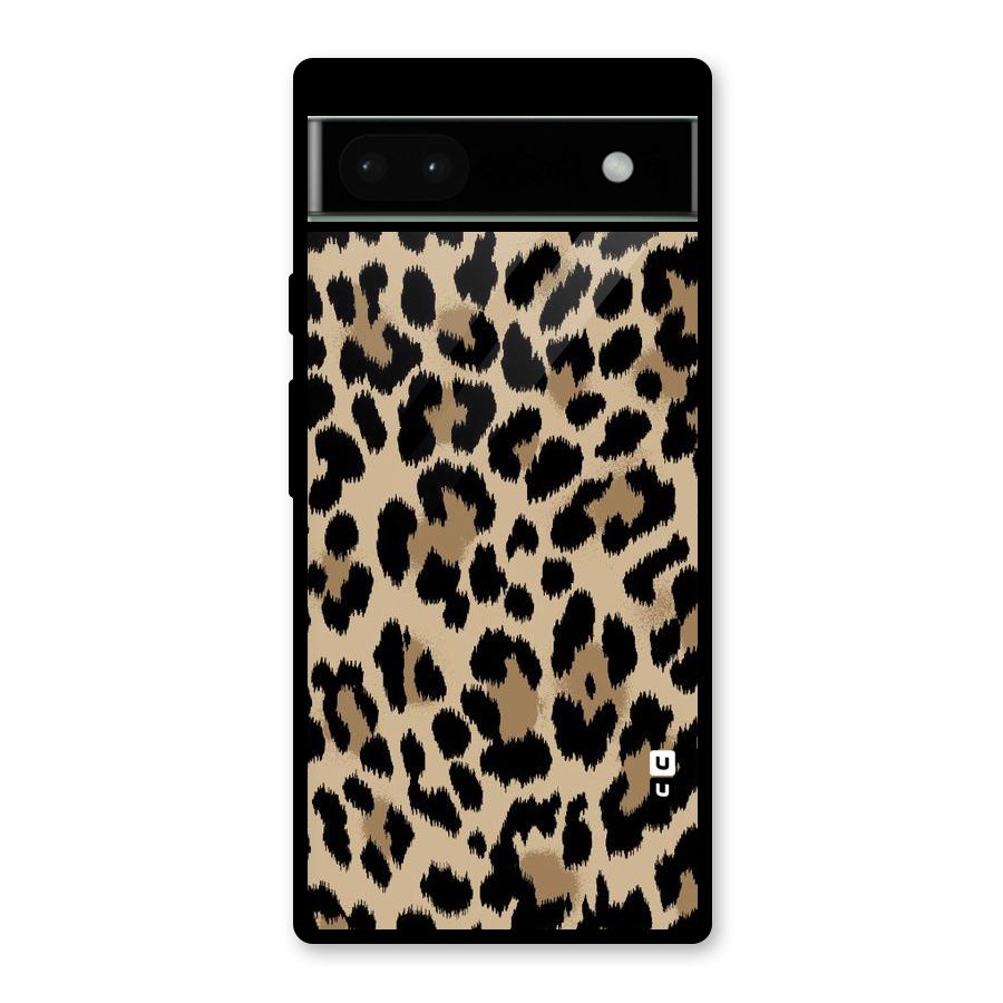 Brown Leapord Print Glass Back Case for Google Pixel 6a