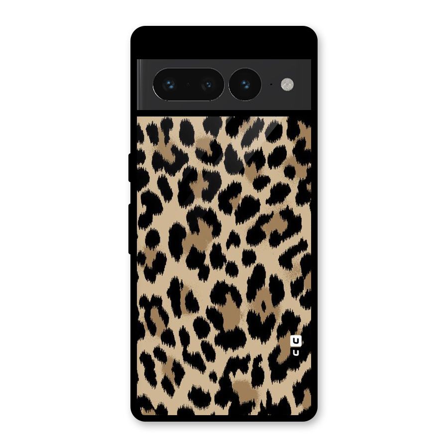Brown Leapord Print Glass Back Case for Google Pixel 7 Pro