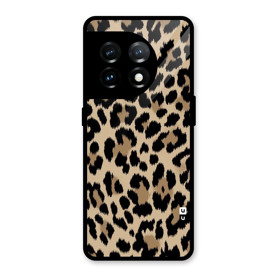 Brown Leapord Print Glass Back Case for OnePlus 11
