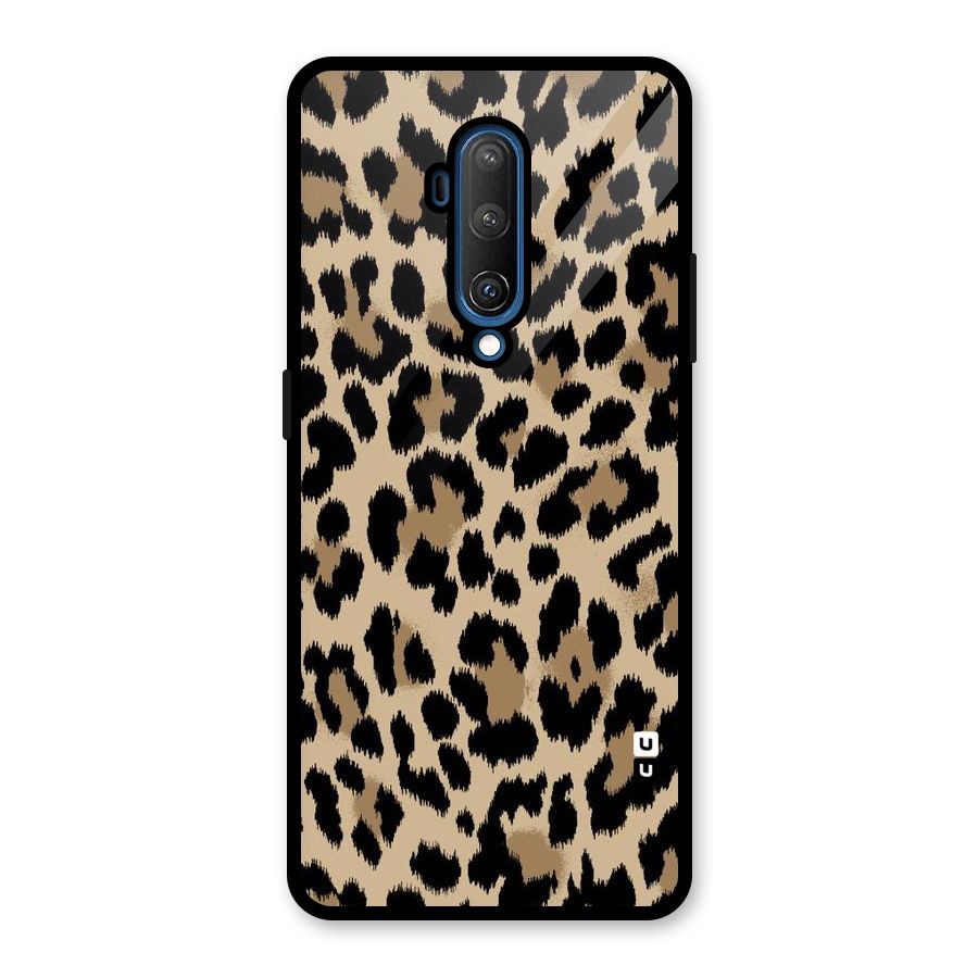 Brown Leapord Print Glass Back Case for OnePlus 7T Pro