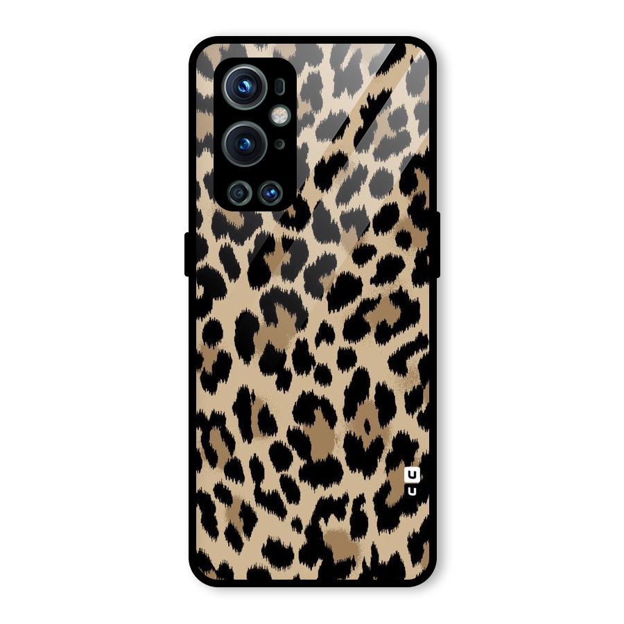Brown Leapord Print Glass Back Case for OnePlus 9 Pro