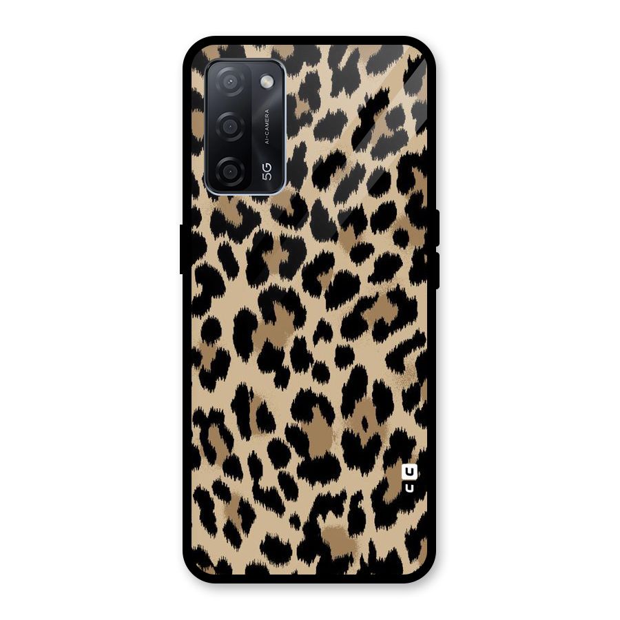 Brown Leapord Print Glass Back Case for Oppo A53s 5G