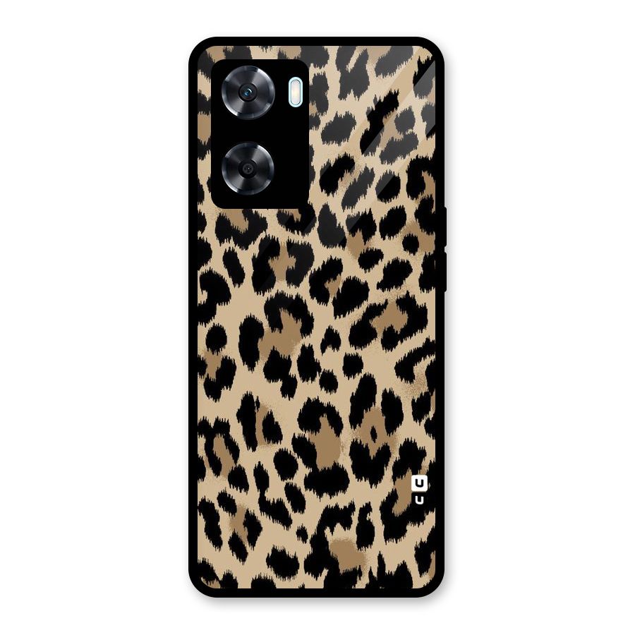Brown Leapord Print Glass Back Case for Oppo A77