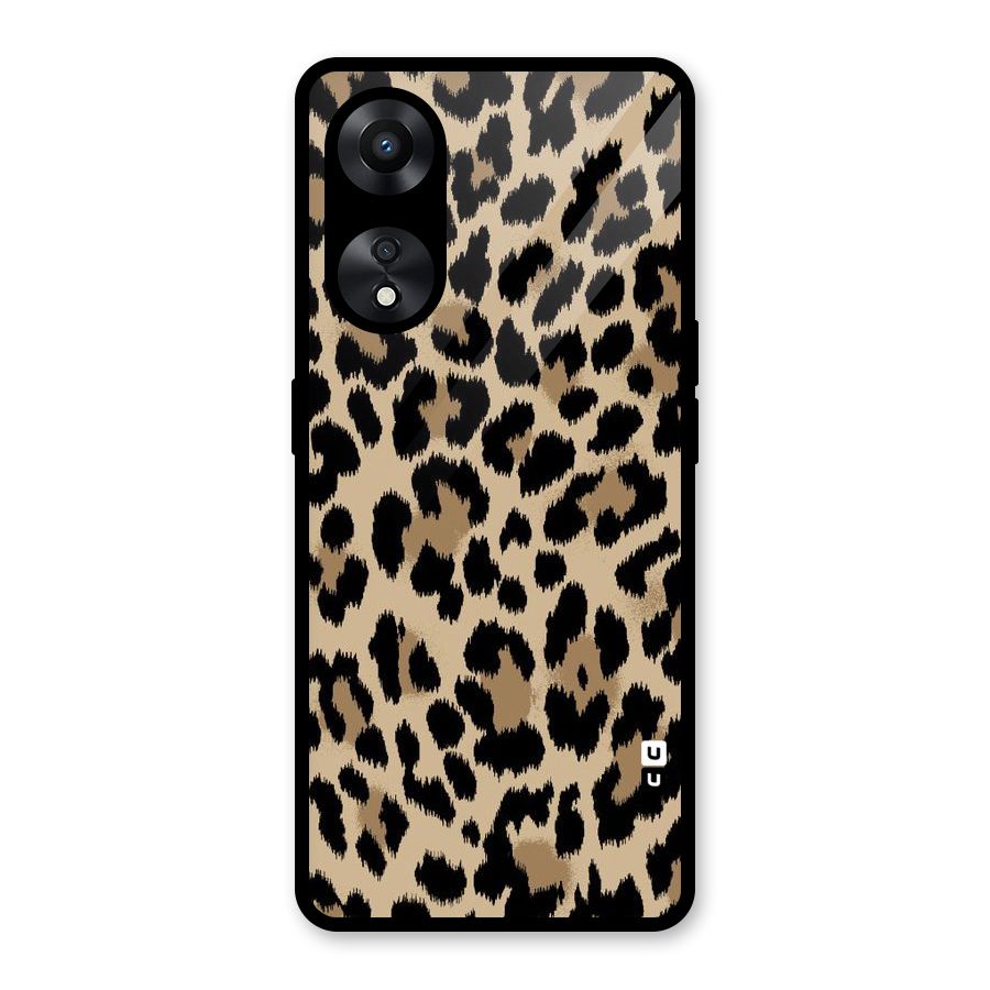 Brown Leapord Print Glass Back Case for Oppo A78