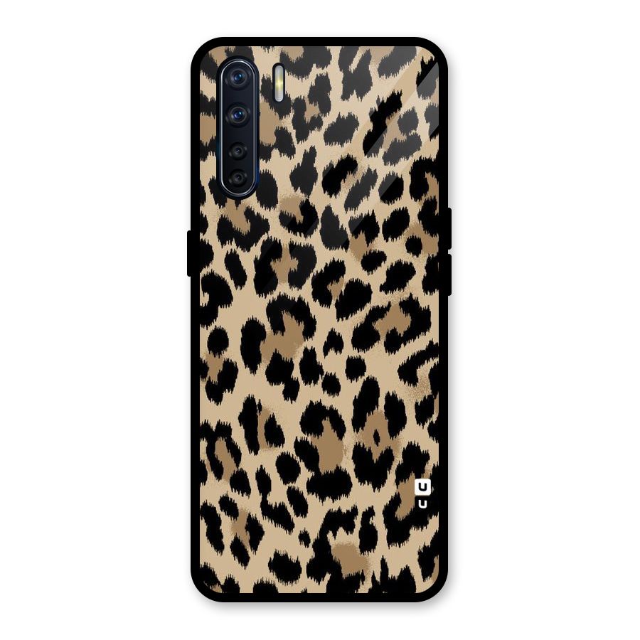 Brown Leapord Print Glass Back Case for Oppo F15