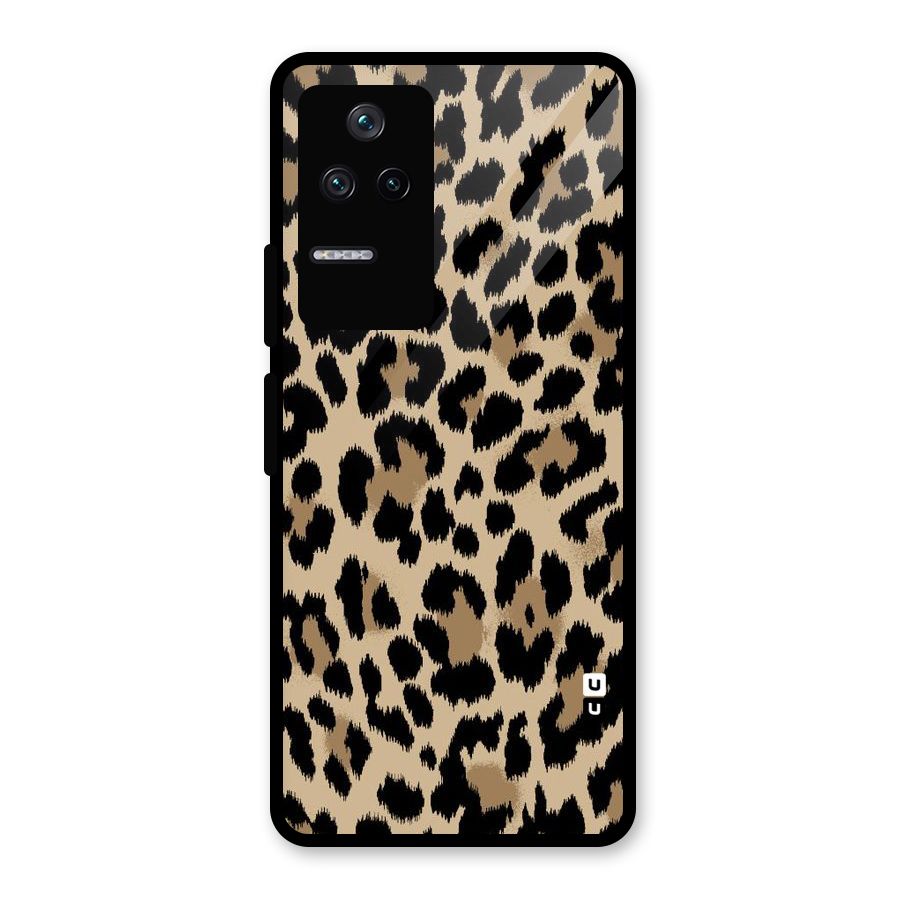 Brown Leapord Print Glass Back Case for Poco F4 5G