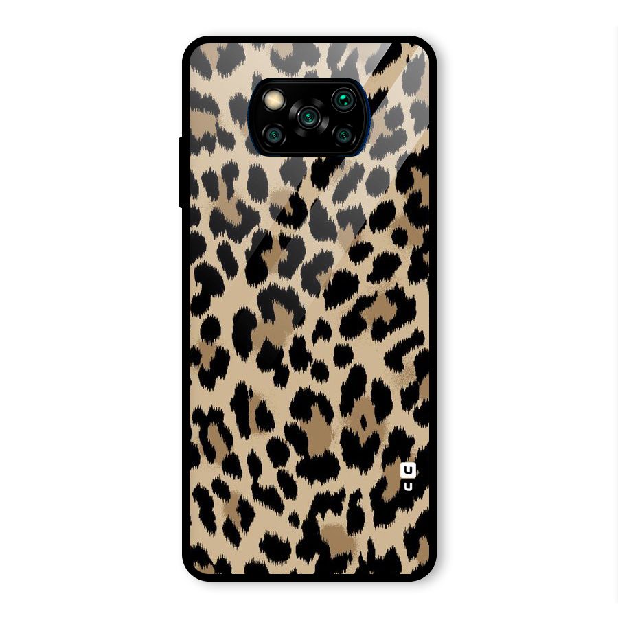 Brown Leapord Print Glass Back Case for Poco X3 Pro