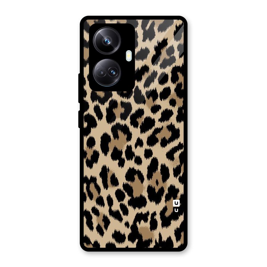 Brown Leapord Print Glass Back Case for Realme 10 Pro Plus