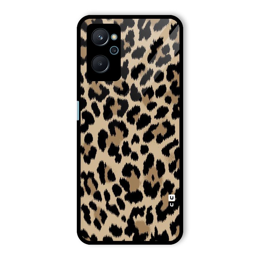 Brown Leapord Print Glass Back Case for Realme 9i