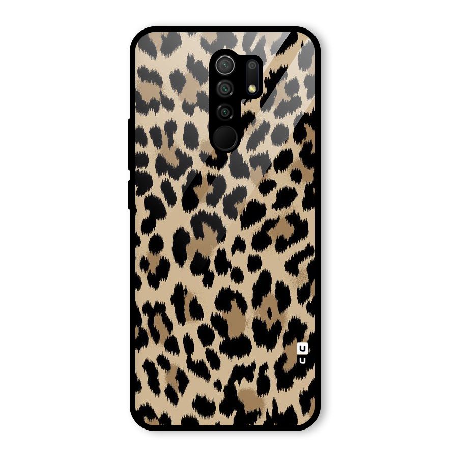 Brown Leapord Print Glass Back Case for Redmi 9 Prime