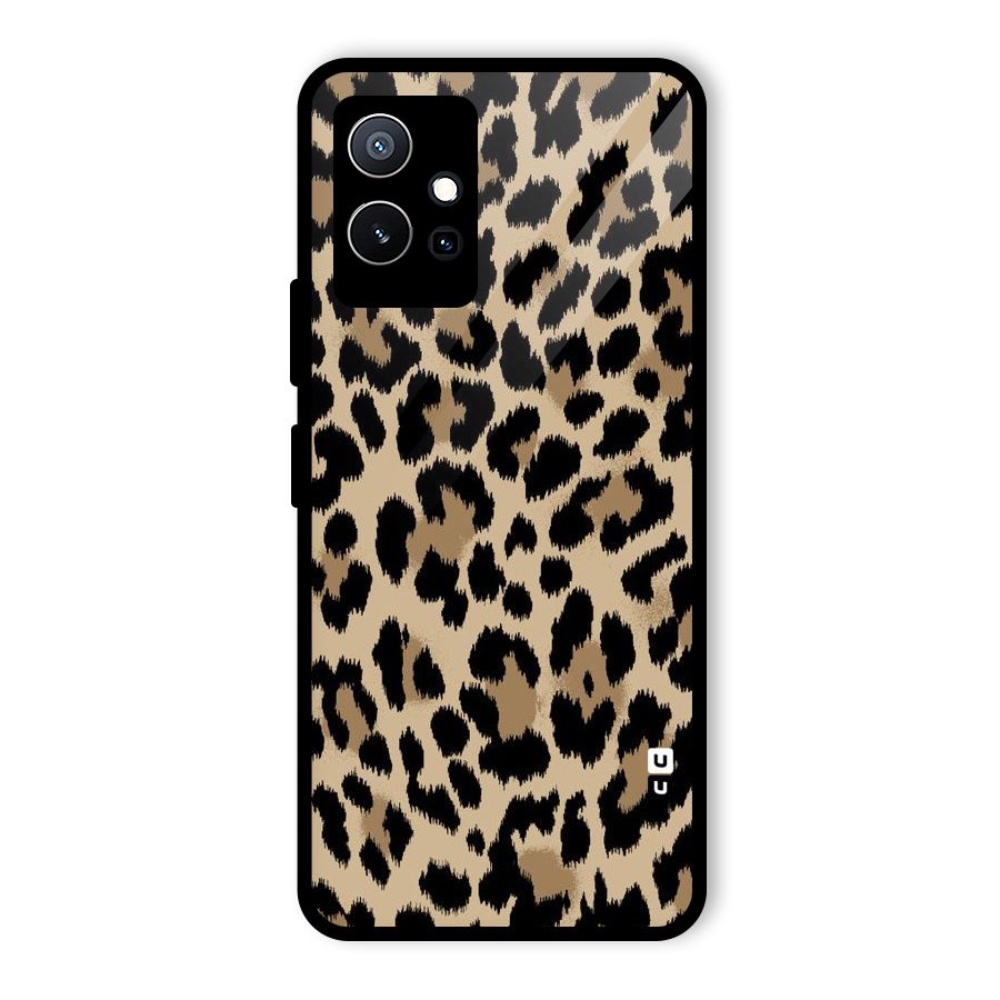 Brown Leapord Print Glass Back Case for Vivo T1 5G
