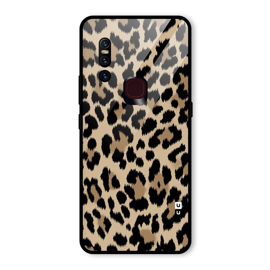 Brown Leapord Print Glass Back Case for Vivo V15