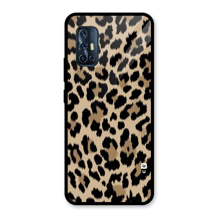 Brown Leapord Print Glass Back Case for Vivo V17