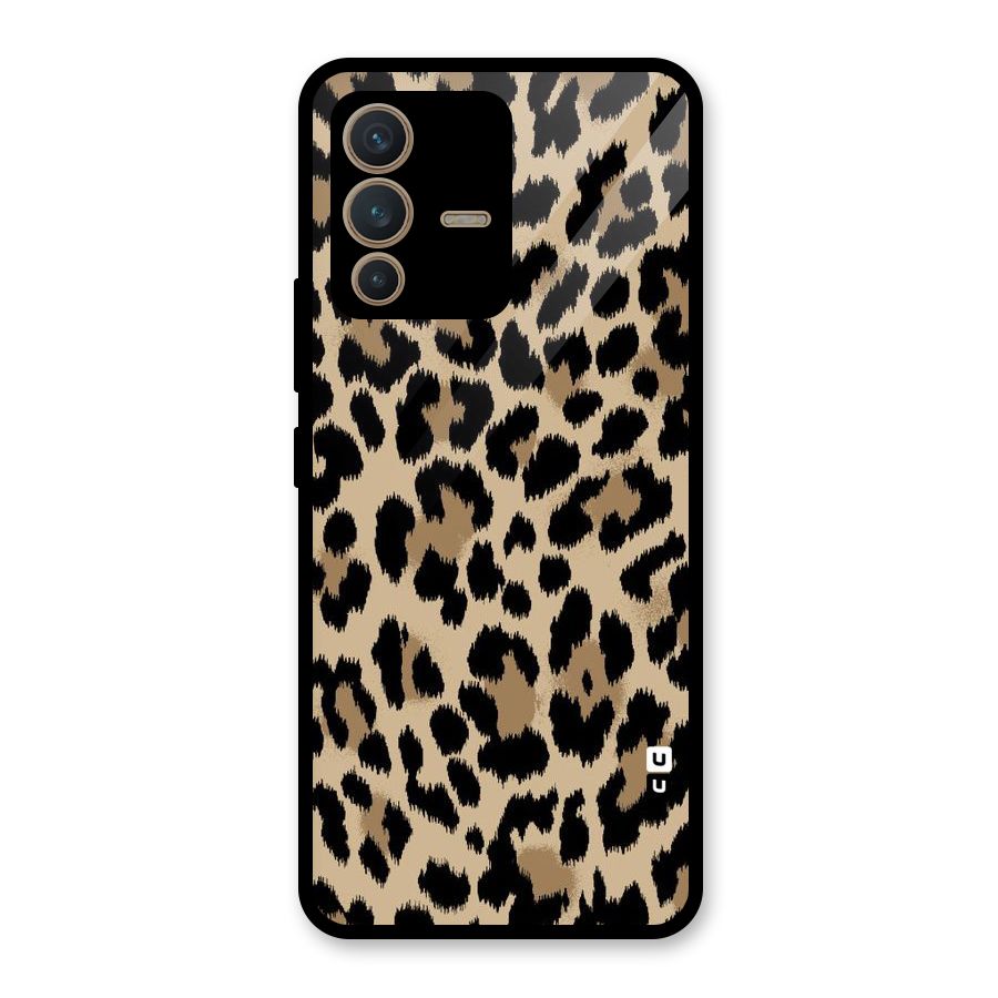 Brown Leapord Print Glass Back Case for Vivo V23 5G