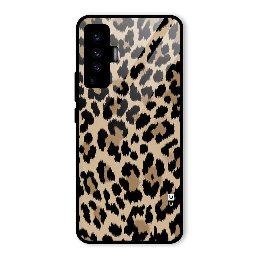 Brown Leapord Print Glass Back Case for Vivo X50