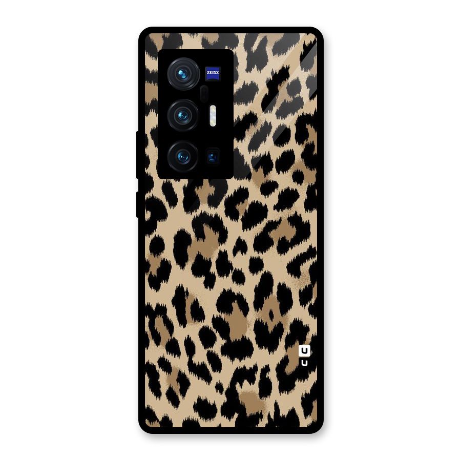 Brown Leapord Print Glass Back Case for Vivo X70 Pro Plus