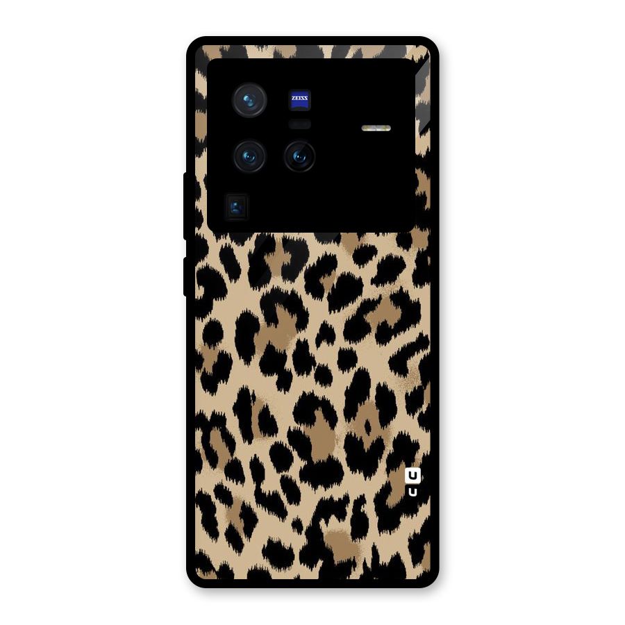 Brown Leapord Print Glass Back Case for Vivo X80 Pro