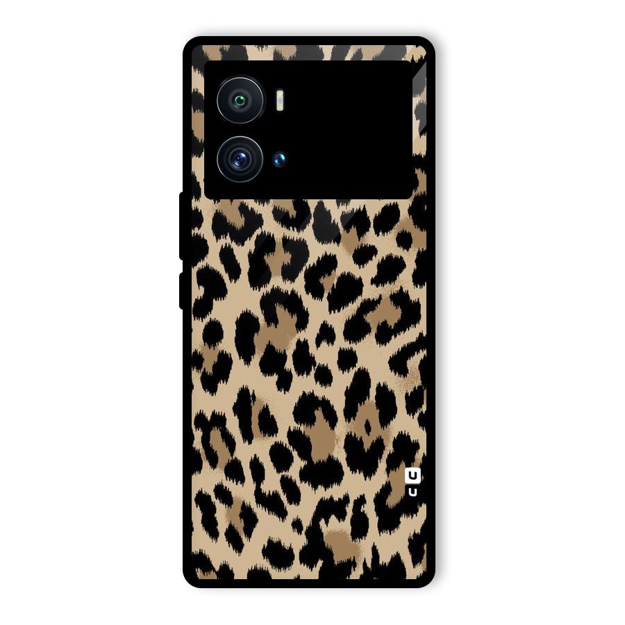 Brown Leapord Print Glass Back Case for Vivo iQOO 9 Pro