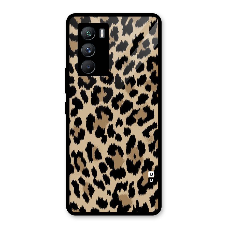 Brown Leapord Print Glass Back Case for Vivo iQOO 9 SE