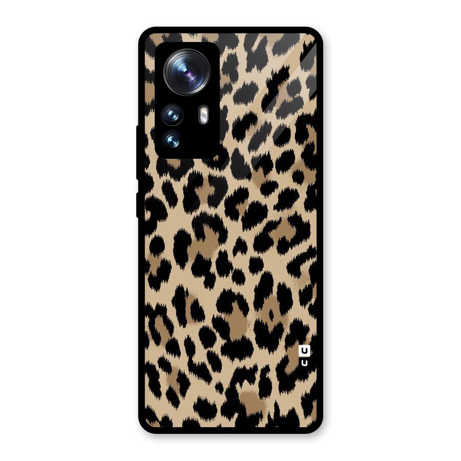 Brown Leapord Print Glass Back Case for Xiaomi 12 Pro