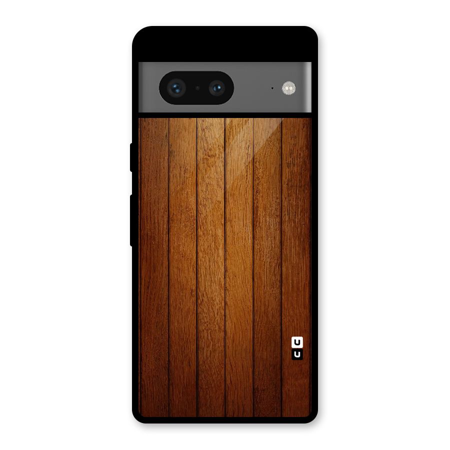 Brown Wood Design Glass Back Case for Google Pixel 7