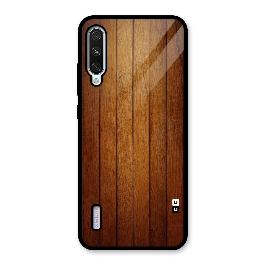 Brown Wood Design Glass Back Case for Mi A3